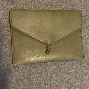 Anthropologie Envelope Leather Clutch. Olive/Sage